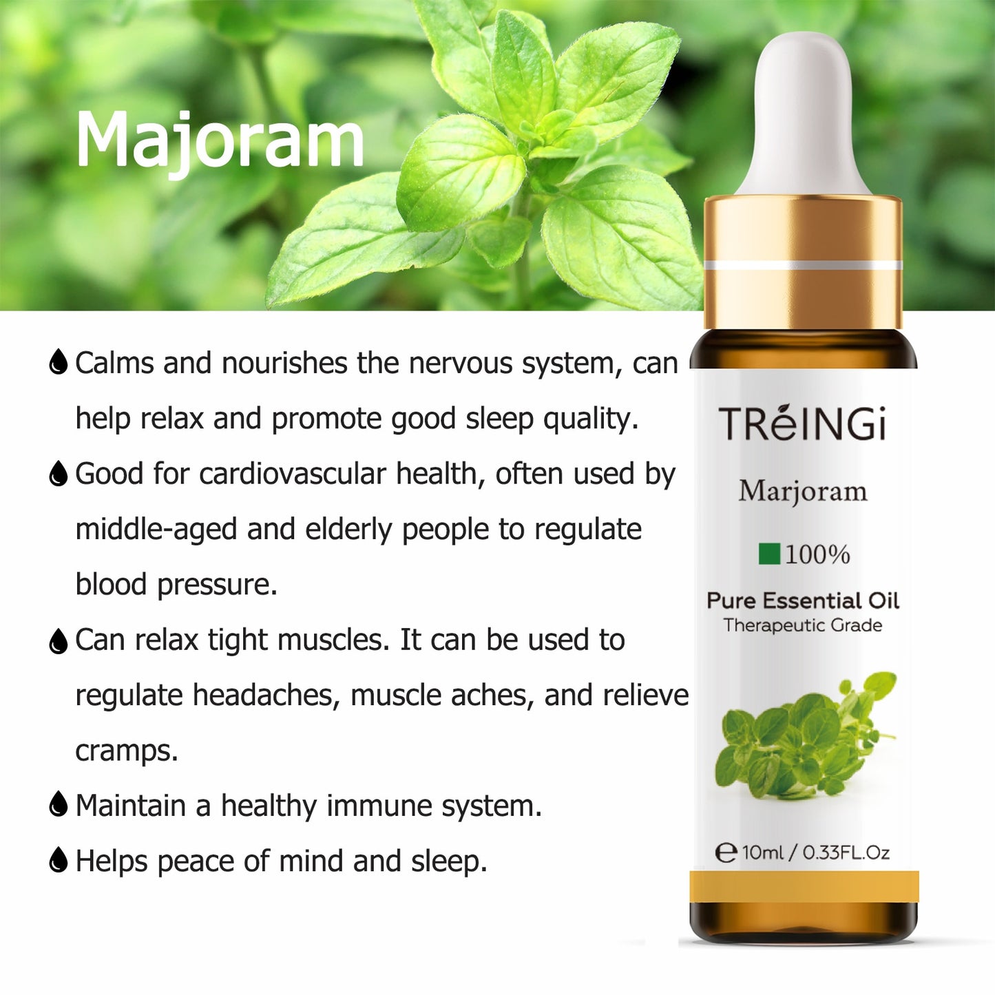 10ml Pure Natural Sandalwood Essential Oils Jasmine Lavender Rose Vanilla Mint Sage Cinnamon Bergamot Tea Tree Oil with Dropper