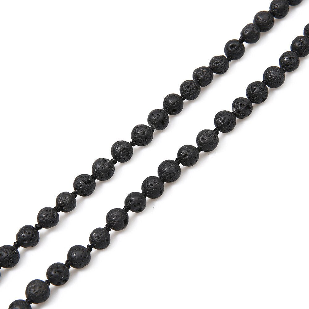 showboho Black Lava Stone Necklace Men Classic Buddha Pendants Necklaces Handmade Long Tassel Meditation Jewelry Erkek Joyeria
