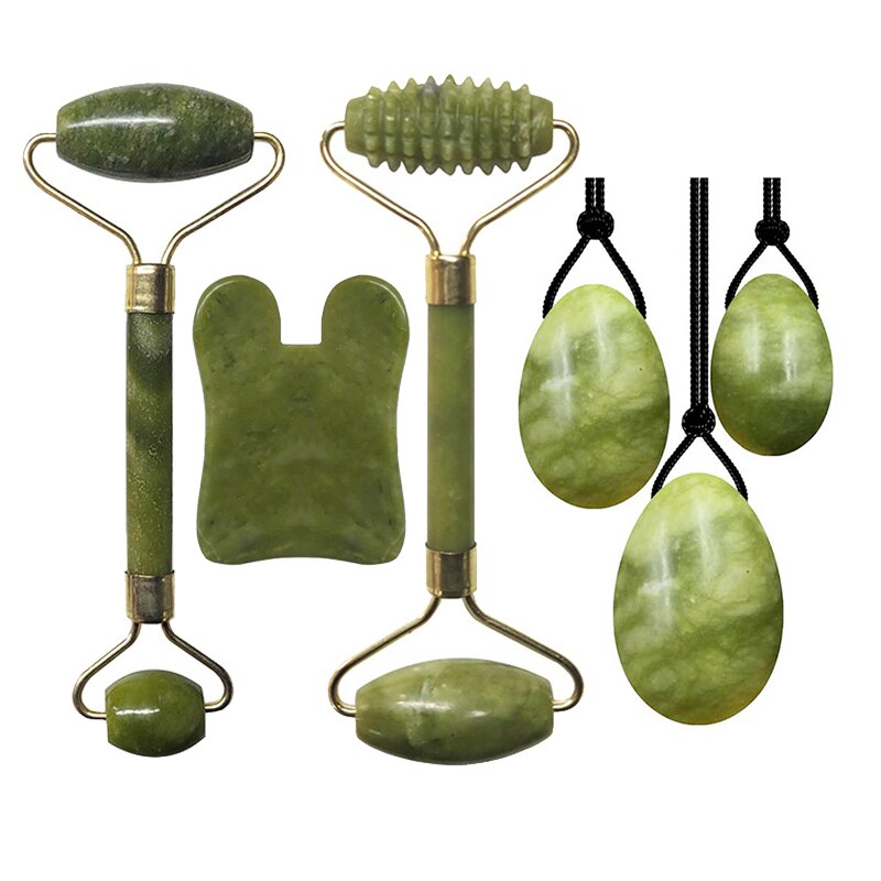 Natural Jade Roller Face Massager Real Stone Gouache Scraper For Face Yoni Eggs Kegel Exerciser Facial Massagers Crystal  Roller