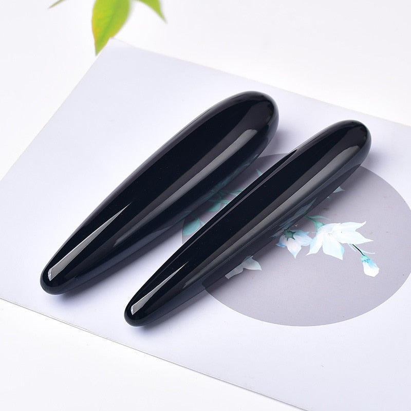large Size Natural Rose Pink Quartz Crystal Gemstone Massage Stick Black Obsidian Wand Yoni Wand Goddess Wand Healing For Women