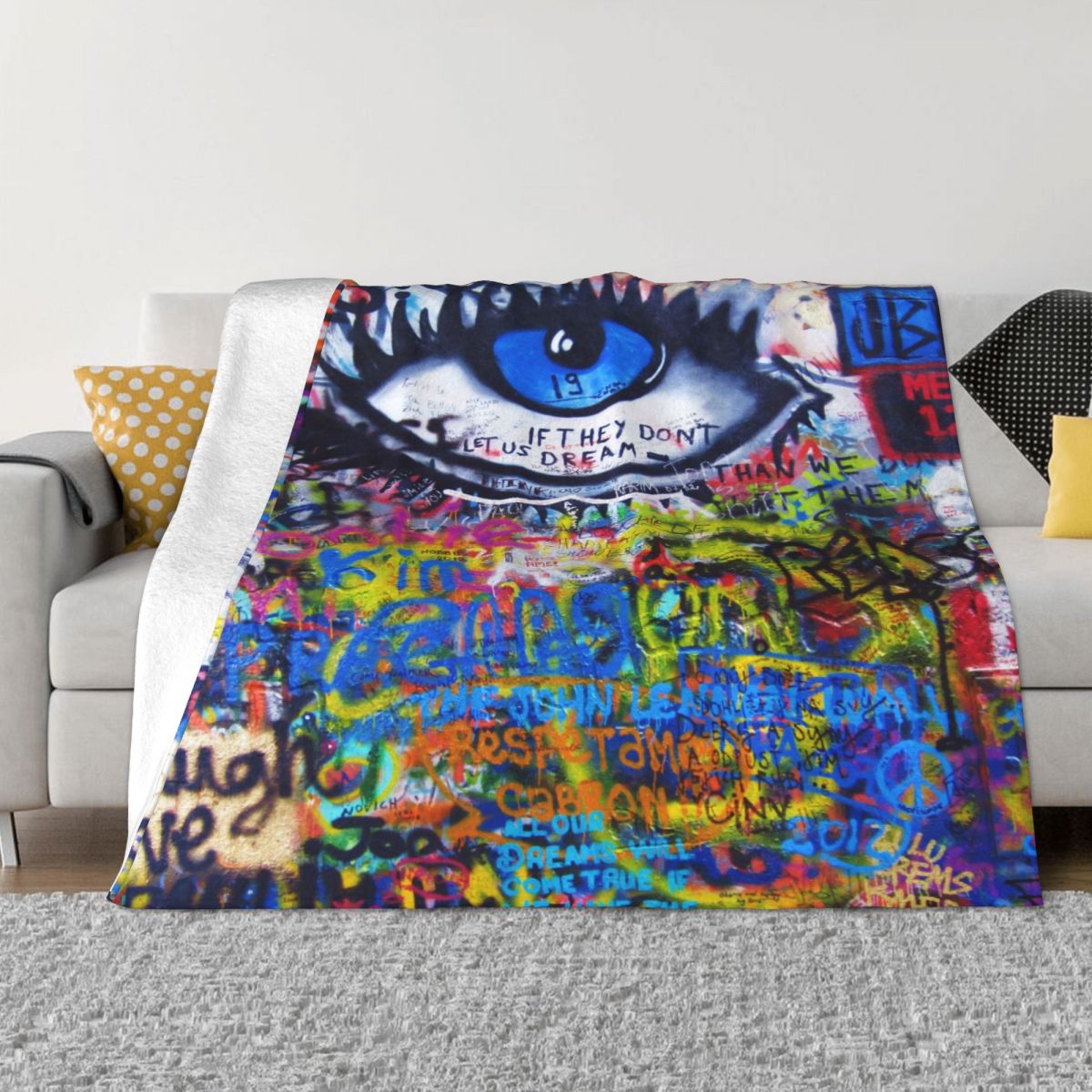 Evil Eye Plaid Blanket Sofa Cover Fleece Summer Turkish Nazar Spiritual Art Ultra-Soft Throw Blankets for Bedding Bedroom Quilt