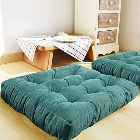 Inyahome Square Floor Seat Pillows Cushions Soft Thicken Yoga Meditation Cushion Pouf Tufted Corduroy Tatami Floor Pillow