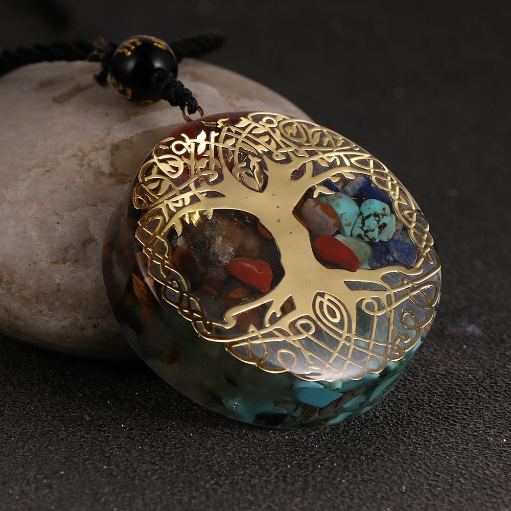 Energy Generator Orgone Amulet 7 Chakras Pendant Necklace Orgonite Meditation Balance EMF Protection Sweater Chain Jewelry