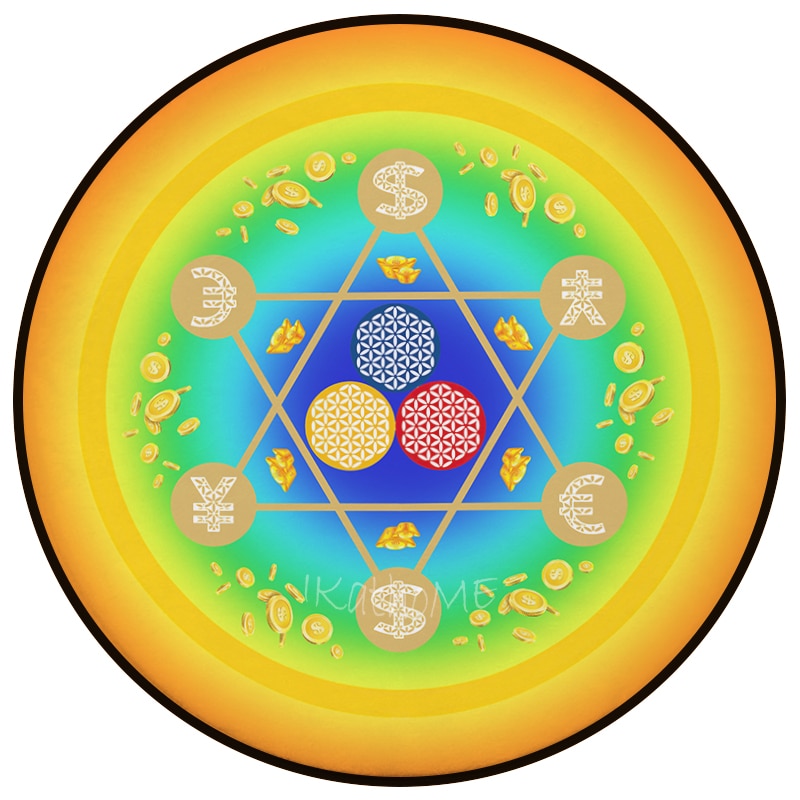 Colorful Seven Chakra Carpet Flower of Life Round Yoga Mat Reiki Meditation Rug Spiritual Healing Energy Crystal Pad Non-slip