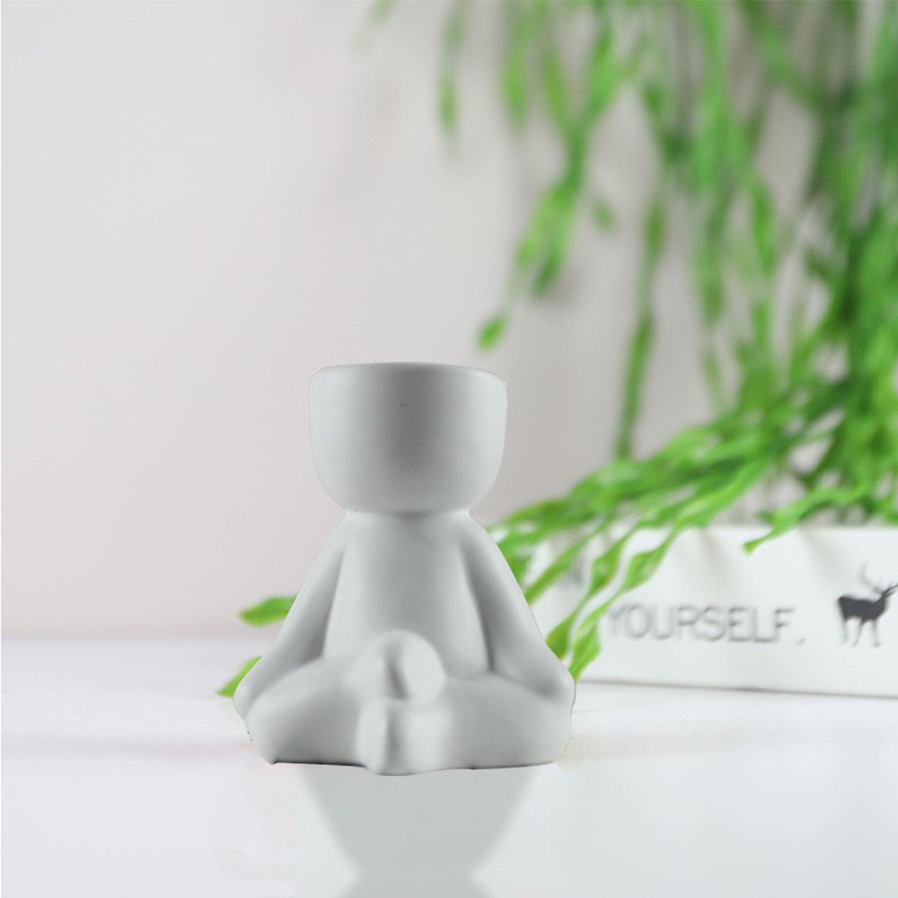 Human-shaped Ceramic Flower Pot Creative Flower Pot  Vase Ceramic Crafts Plant Pot Home Ornaments Decoration