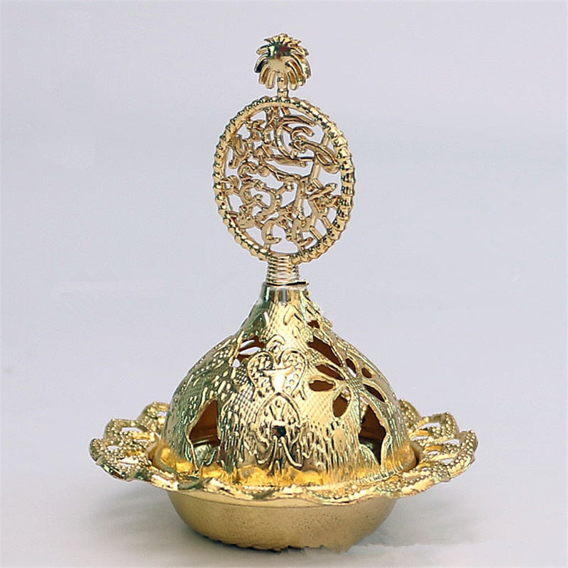 2023 Muslim Eid Mubarak Star Moon Mini Portable Golden Incense Tower Ornaments Ramadan Decor for Home Ramadan Kareem Party Decor