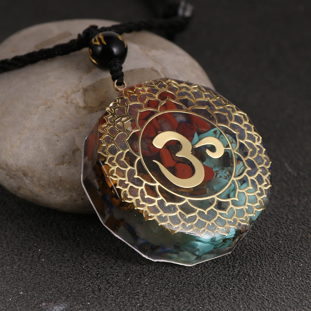 Energy Generator Orgone Amulet 7 Chakras Pendant Necklace Orgonite Meditation Balance EMF Protection Sweater Chain Jewelry