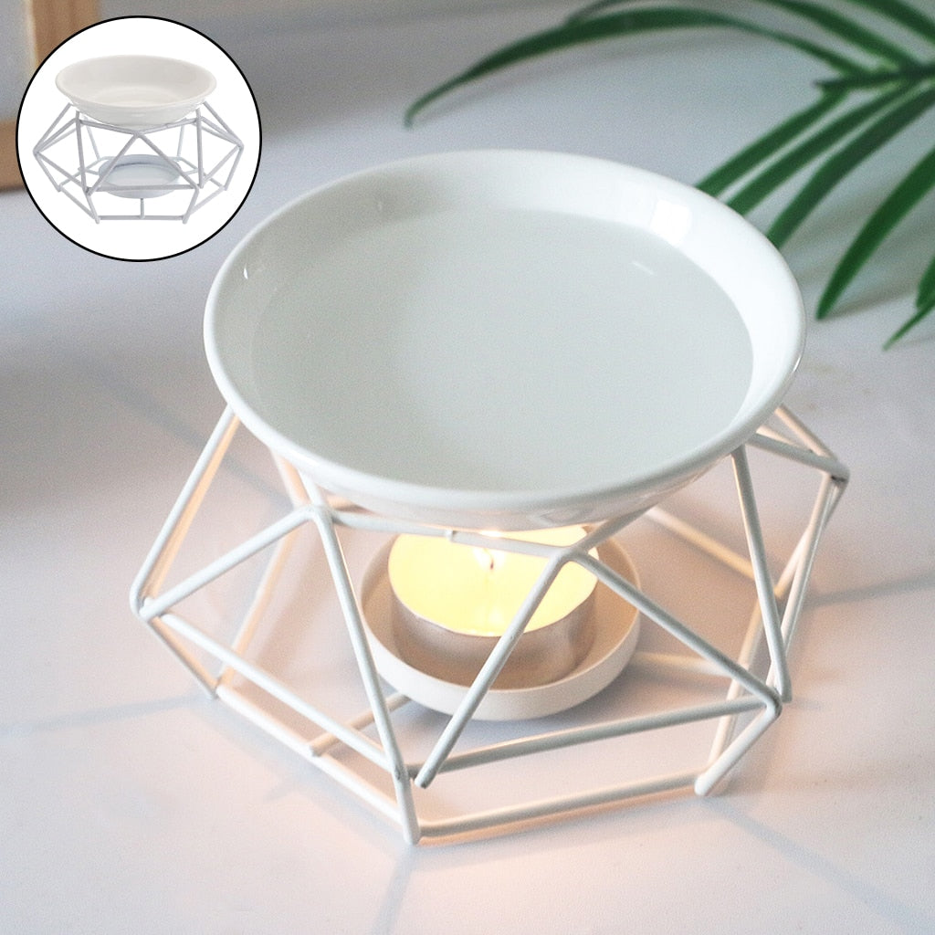 Geometric Fragrance Essential Oil Burner Incense Aroma Diffuser Warmer Spa Living Room Decor Aromatherapy Durable