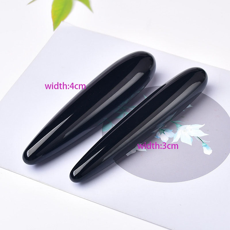 large Size Natural Rose Pink Quartz Crystal Gemstone Massage Stick Black Obsidian Wand Yoni Wand Goddess Wand Healing For Women