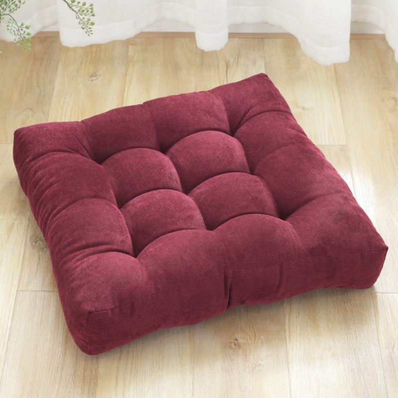 Inyahome Square Floor Seat Pillows Cushions Soft Thicken Yoga Meditation Cushion Pouf Tufted Corduroy Tatami Floor Pillow