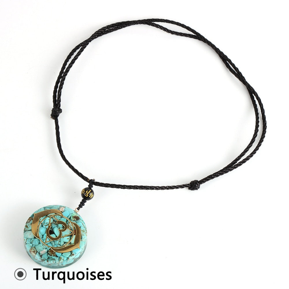 Energy Generator Orgone Amulet 7 Chakras Pendant Necklace Orgonite Meditation Balance EMF Protection Sweater Chain Jewelry