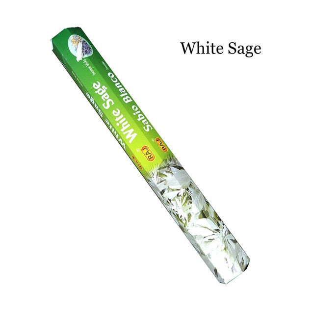 White Sage India Stick Incense Handmade Natural Meditation Sandalwood Frankincense Yoga Incense Flower Scent Tibetal 1box