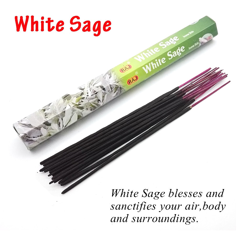 1 Box Incense Sticks White Sage Indian Flavor Incenses for Home Bedroom Meditation Yoga Fresh Air Scent Aroma Lavender Fragrance