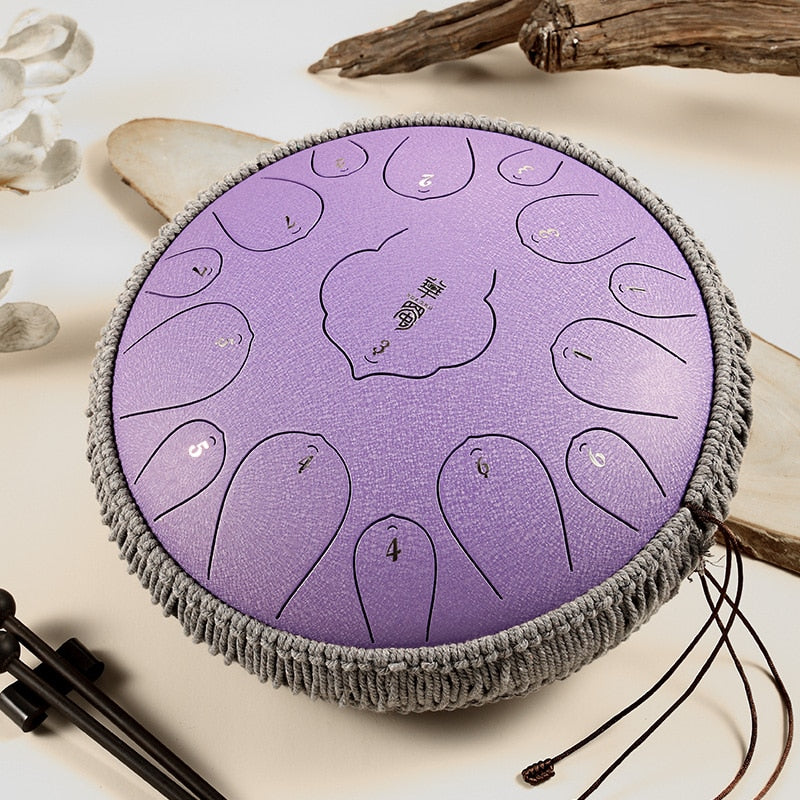 Steel Tongue Drum 13 Inch 15 Tones D Key Tank Drum Tamborine Yoga Meditation Percuss Music Instrument Children's Day Gifts