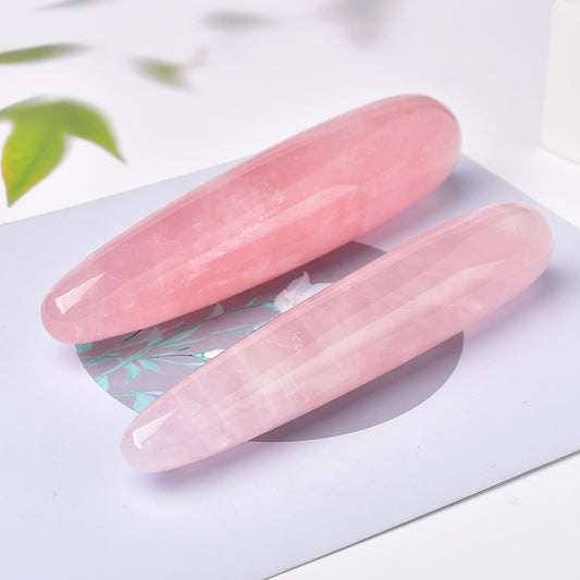 large Size Natural Rose Pink Quartz Crystal Gemstone Massage Stick Black Obsidian Wand Yoni Wand Goddess Wand Healing For Women