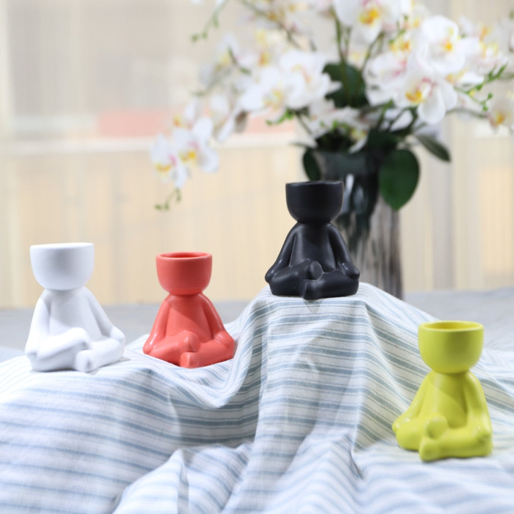 Human-shaped Ceramic Flower Pot Creative Flower Pot  Vase Ceramic Crafts Plant Pot Home Ornaments Decoration