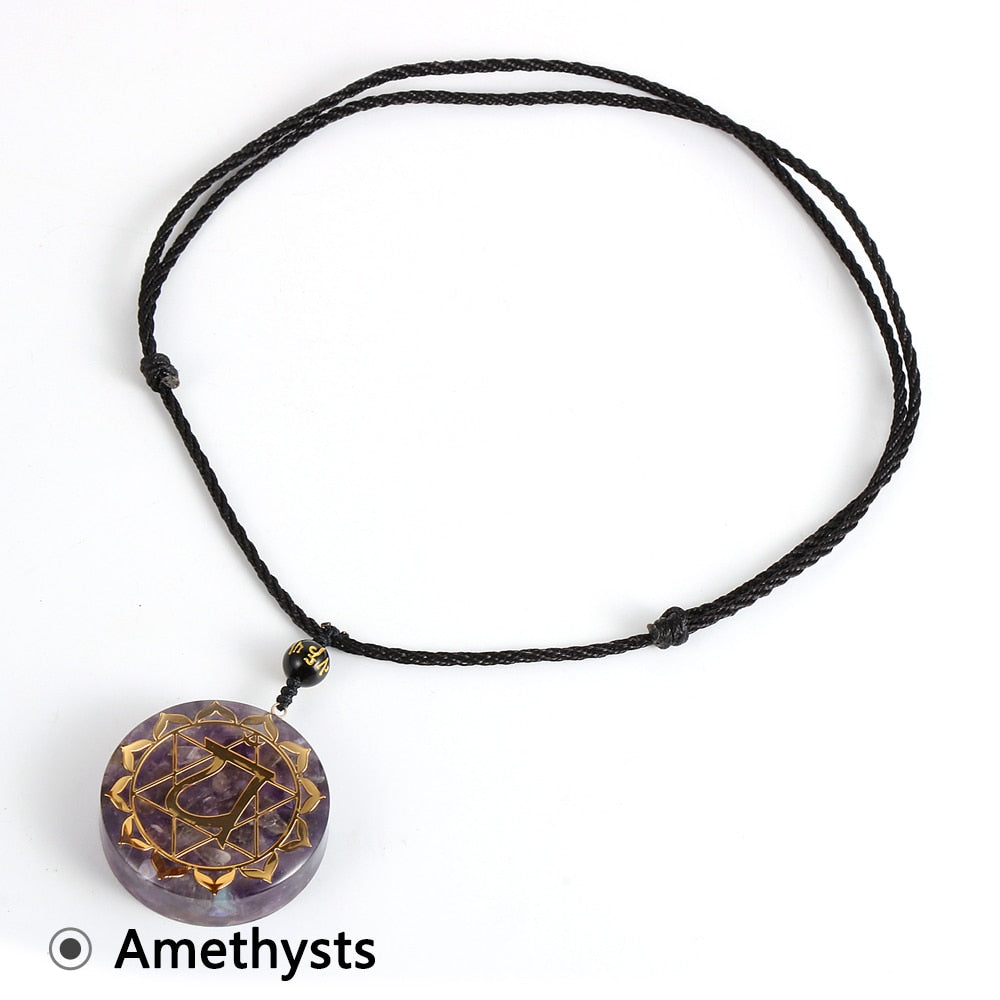 Energy Generator Orgone Amulet 7 Chakras Pendant Necklace Orgonite Meditation Balance EMF Protection Sweater Chain Jewelry