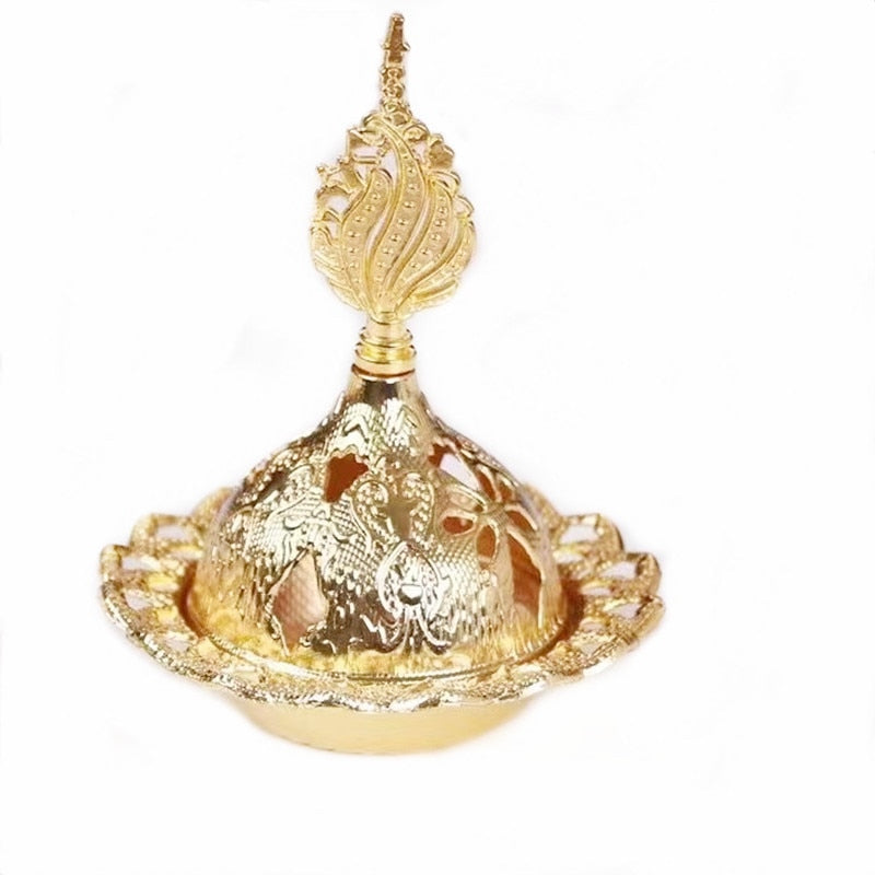 2023 Muslim Eid Mubarak Star Moon Mini Portable Golden Incense Tower Ornaments Ramadan Decor for Home Ramadan Kareem Party Decor