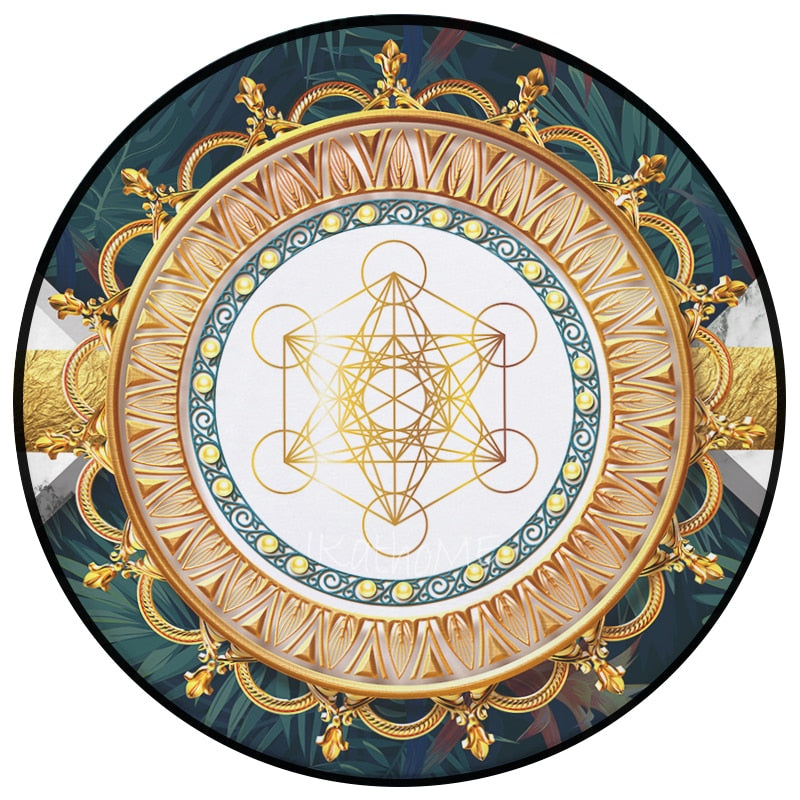 Spiritual Round Rug Buddhist Meditation Mat Reiki Altar Tarot Deck Oracle Card Table Pad Pagan Astrology Metatron Mandala Carpet