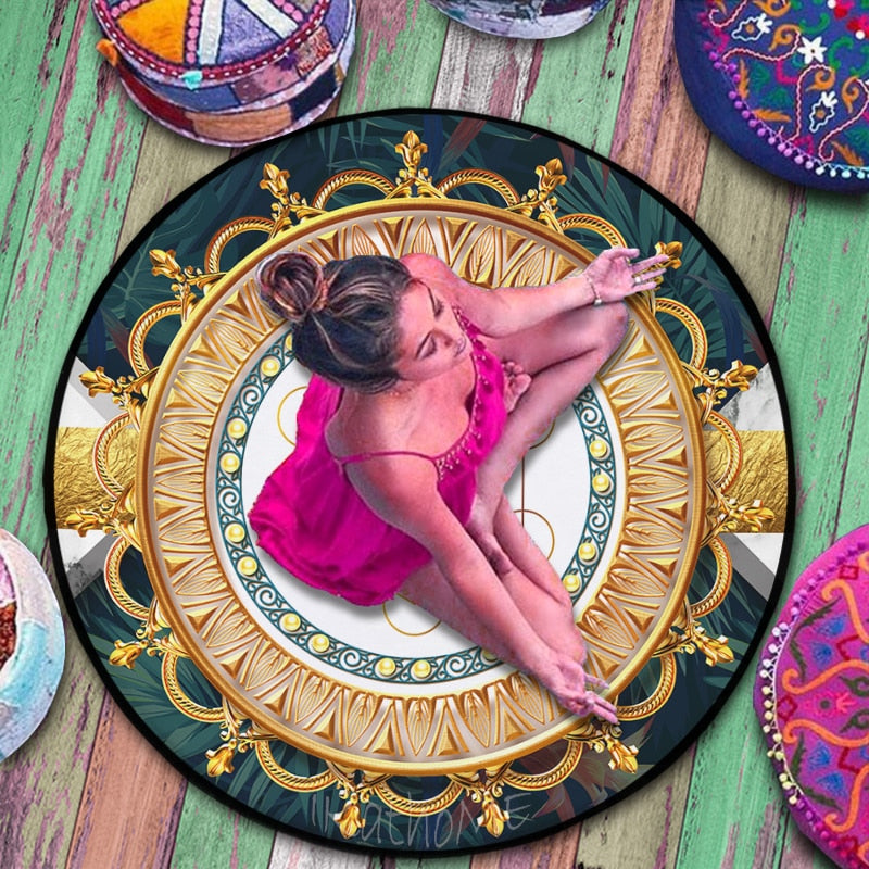 Spiritual Round Rug Buddhist Meditation Mat Reiki Altar Tarot Deck Oracle Card Table Pad Pagan Astrology Metatron Mandala Carpet