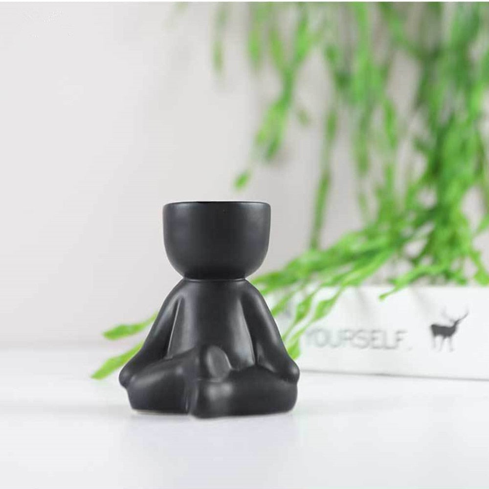 Human-shaped Ceramic Flower Pot Creative Flower Pot  Vase Ceramic Crafts Plant Pot Home Ornaments Decoration