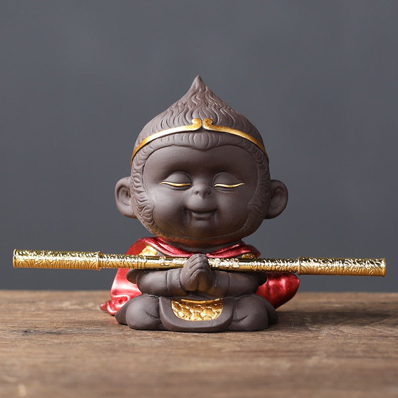 1PCS Handmade Purple Clay Monkey King Figurine Car Ornament Creative Tea Play tea Pets Boutique Tea Table decoration Crafts
