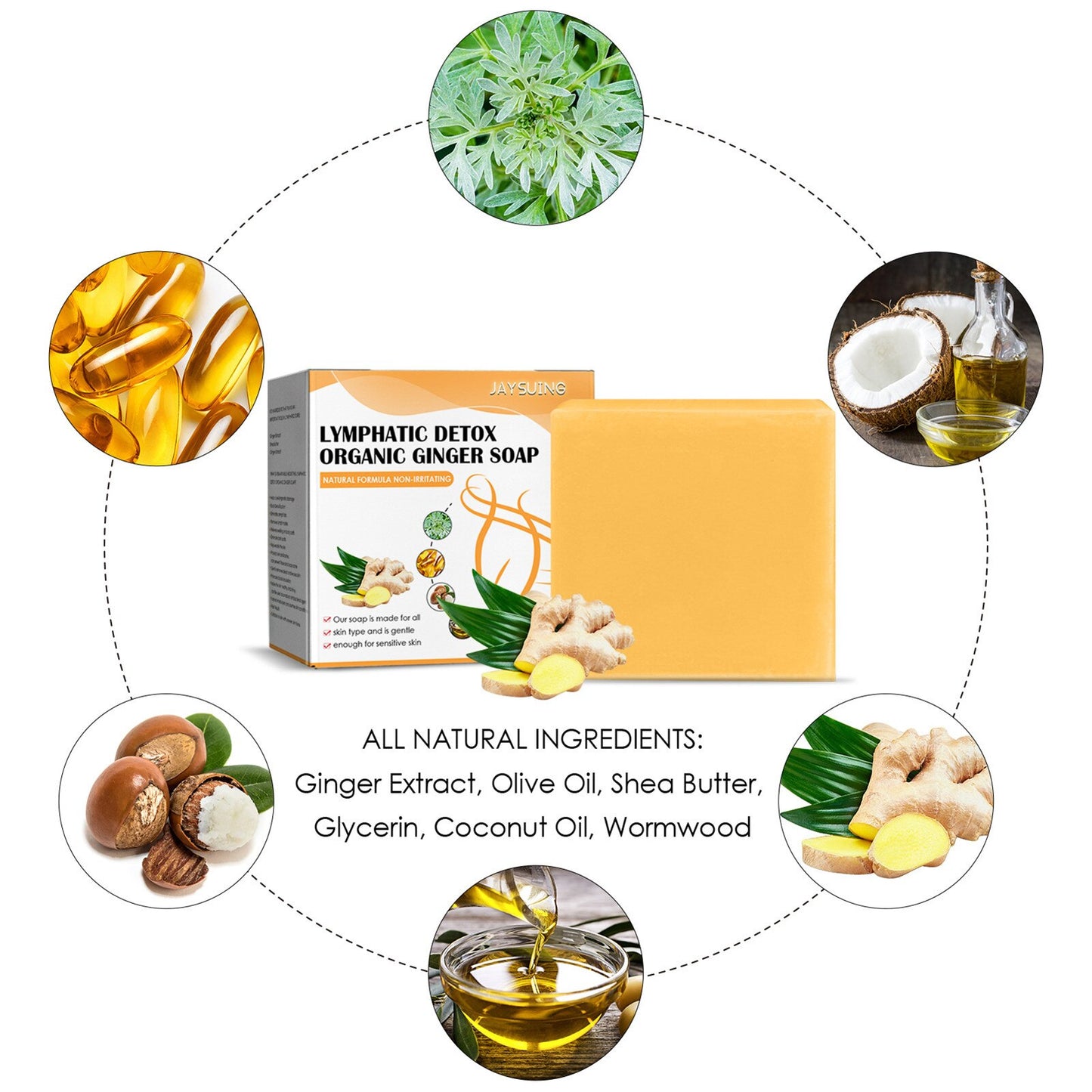 Tumeric Soap Face Cleansing Anti Acne Handmade Natural Herbal Ginger Whitening Remove Pimples Dark Spots Oil-Control Body Bath