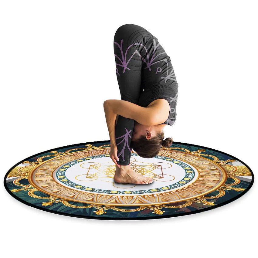 Spiritual Round Rug Buddhist Meditation Mat Reiki Altar Tarot Deck Oracle Card Table Pad Pagan Astrology Metatron Mandala Carpet
