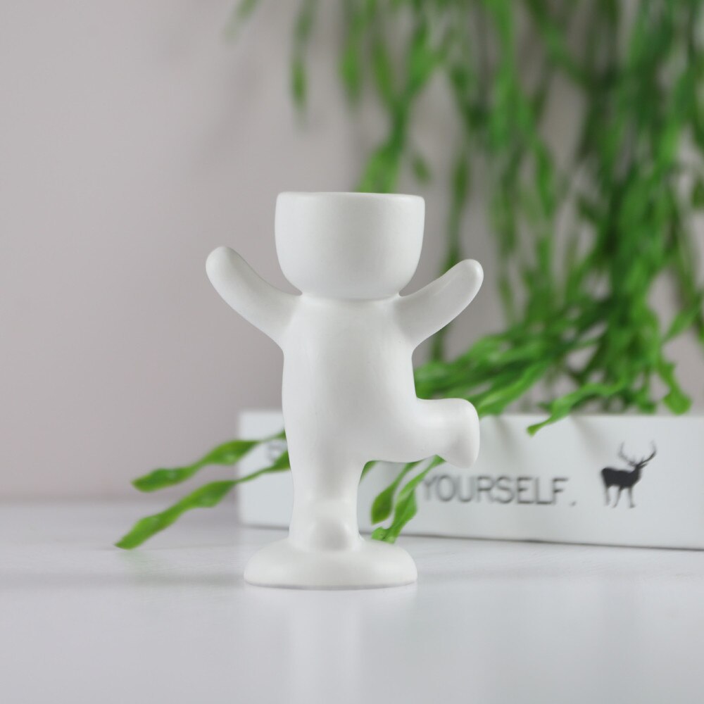 Human-shaped Ceramic Flower Pot Creative Flower Pot  Vase Ceramic Crafts Plant Pot Home Ornaments Decoration