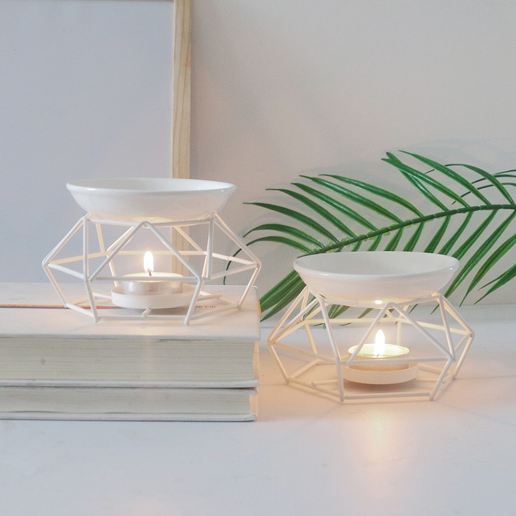 Geometric Fragrance Essential Oil Burner Incense Aroma Diffuser Warmer Spa Living Room Decor Aromatherapy Durable