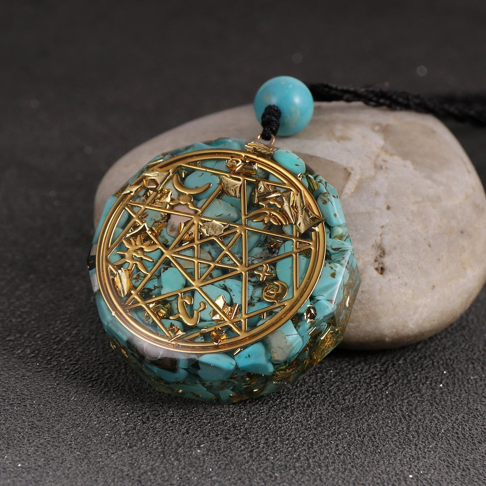Energy Generator Orgone Amulet 7 Chakras Pendant Necklace Orgonite Meditation Balance EMF Protection Sweater Chain Jewelry