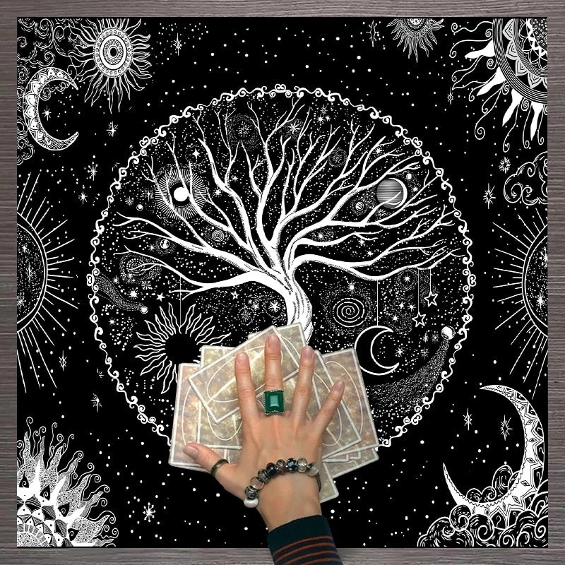 Tree of Life Tarot Tablecloth Altar Cloth Pagan Spiritual Pendulum Witchcraft Astrology Oracle Cards Pads for Room Home Decor