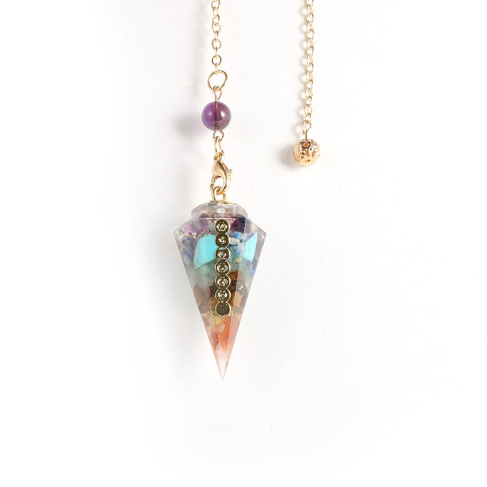 Energy Generator Orgone Amulet 7 Chakras Pendant Necklace Orgonite Meditation Balance EMF Protection Sweater Chain Jewelry