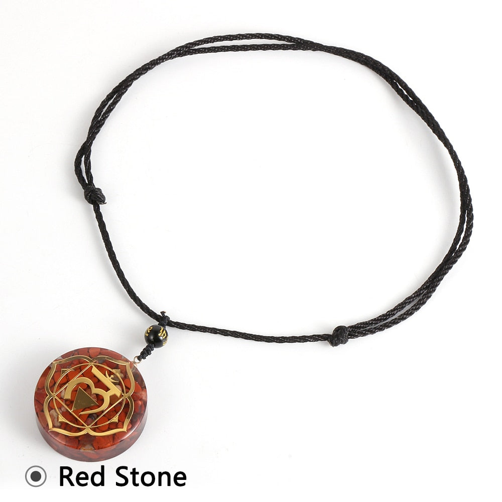 Energy Generator Orgone Amulet 7 Chakras Pendant Necklace Orgonite Meditation Balance EMF Protection Sweater Chain Jewelry