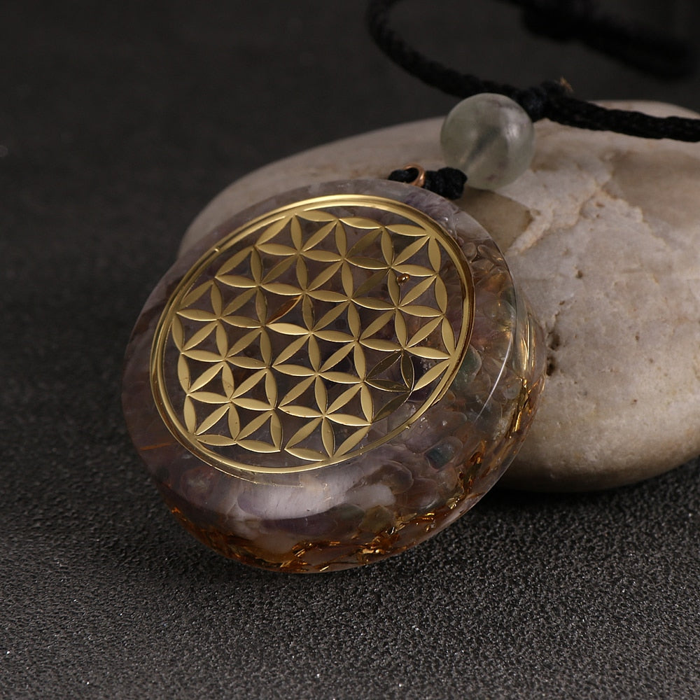 Energy Generator Orgone Amulet 7 Chakras Pendant Necklace Orgonite Meditation Balance EMF Protection Sweater Chain Jewelry