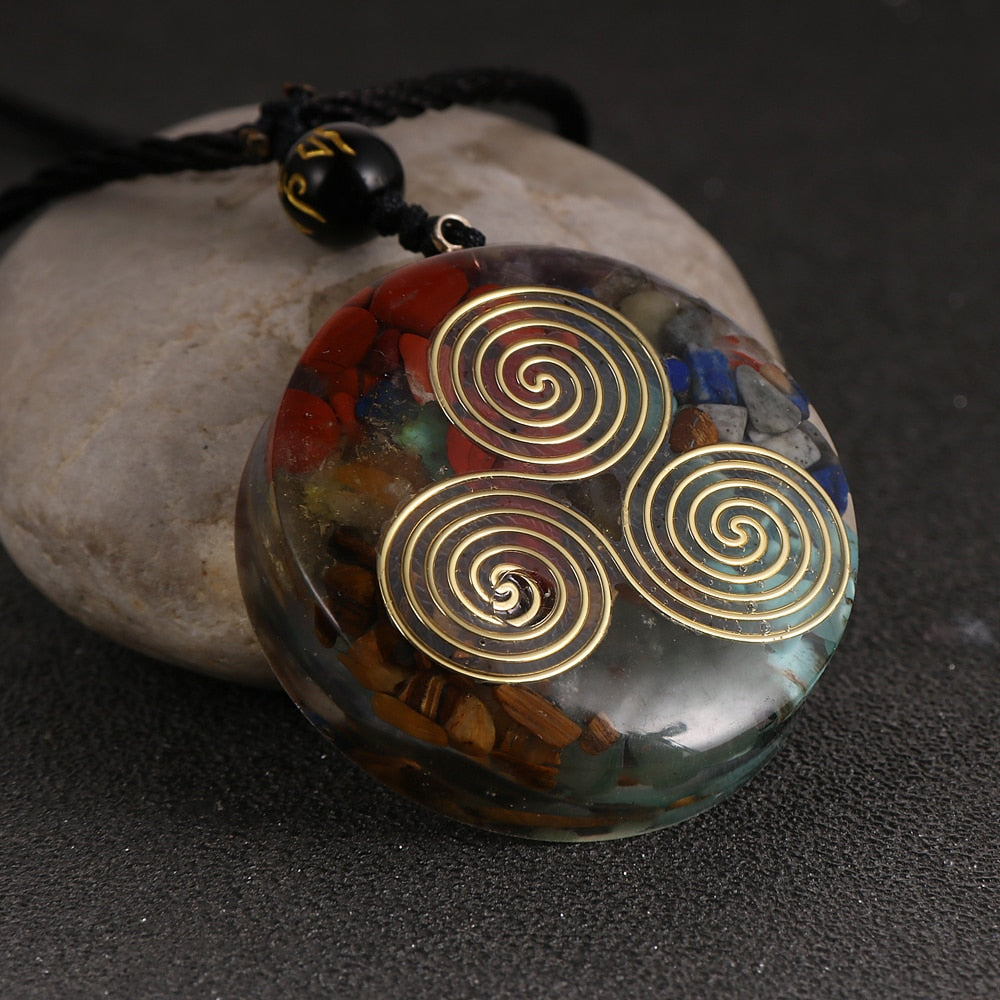 Energy Generator Orgone Amulet 7 Chakras Pendant Necklace Orgonite Meditation Balance EMF Protection Sweater Chain Jewelry