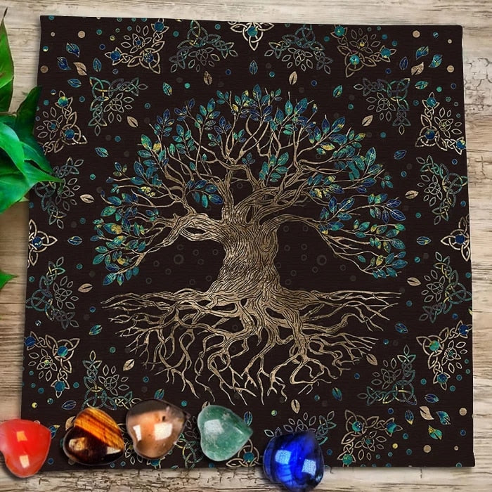 Tree of Life Tarot Tablecloth Altar Cloth Pagan Spiritual Pendulum Witchcraft Astrology Oracle Cards Pads for Room Home Decor