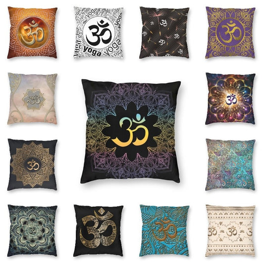 Mandala Om Symbol Cushion Cover Double Side 3D Print Yoga Buddhism Aum Meditation Throw Pillow Case for Living Room Pillowcase